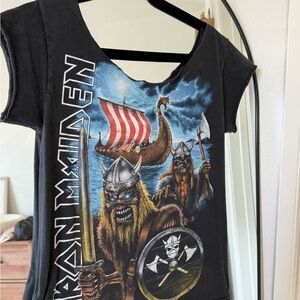 Black Graphic Tee with Viking Design